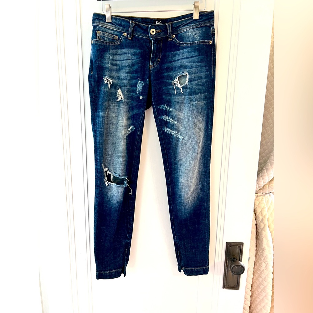 ~ D&G Dolce & Gabbana Ripped up Ankle Skinny Jeans Sz. 26 *EUC* MSRP: $598+tax